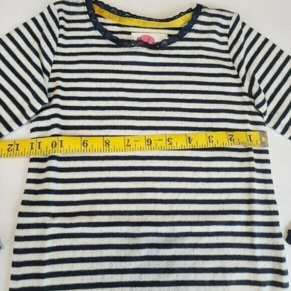 Mini Boden size 5-6 girls super soft pointelle shirt Navy and White Stripes - Picture 7 of 9